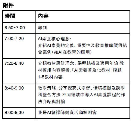 AI素養普及教材推廣教師研習課程及我是AI創課師競賽活動圖片